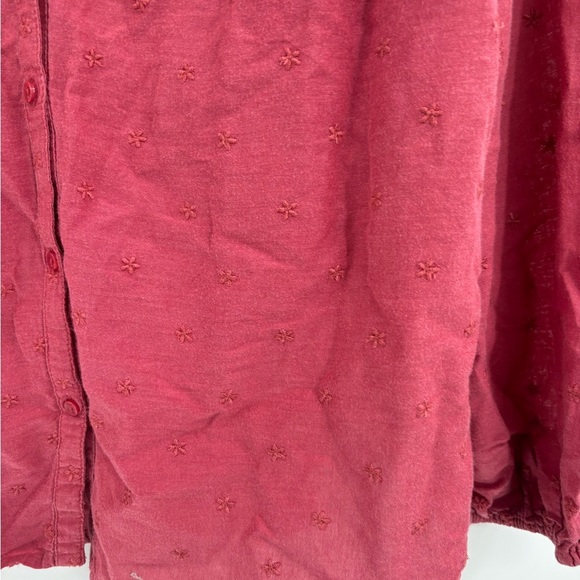 Old navy red oversized embroidered button front blouse long sleeve size large - Picture 5 of 14